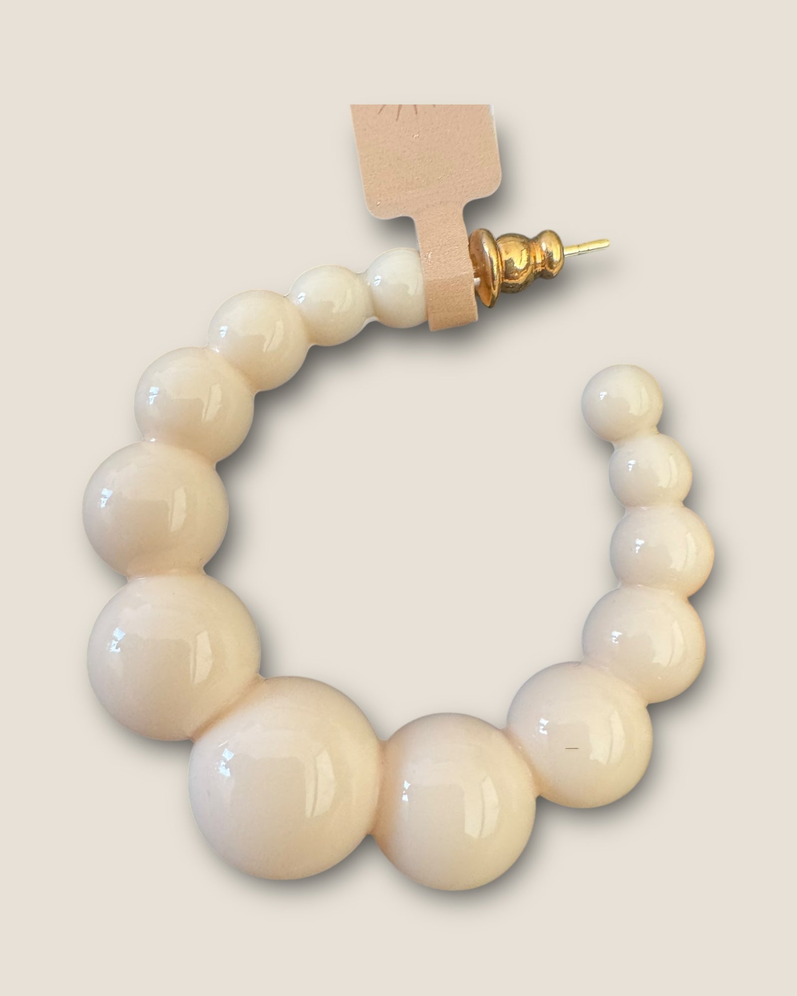 GAS BIJOUX - Boucles d'oreilles créoles Andy petit modèle acétate dorées - Beige