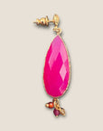 GAS BIJOUX - Boucles d’oreilles SERTI GOUTTE petit modèle dorées à l’or fin - Fuschia