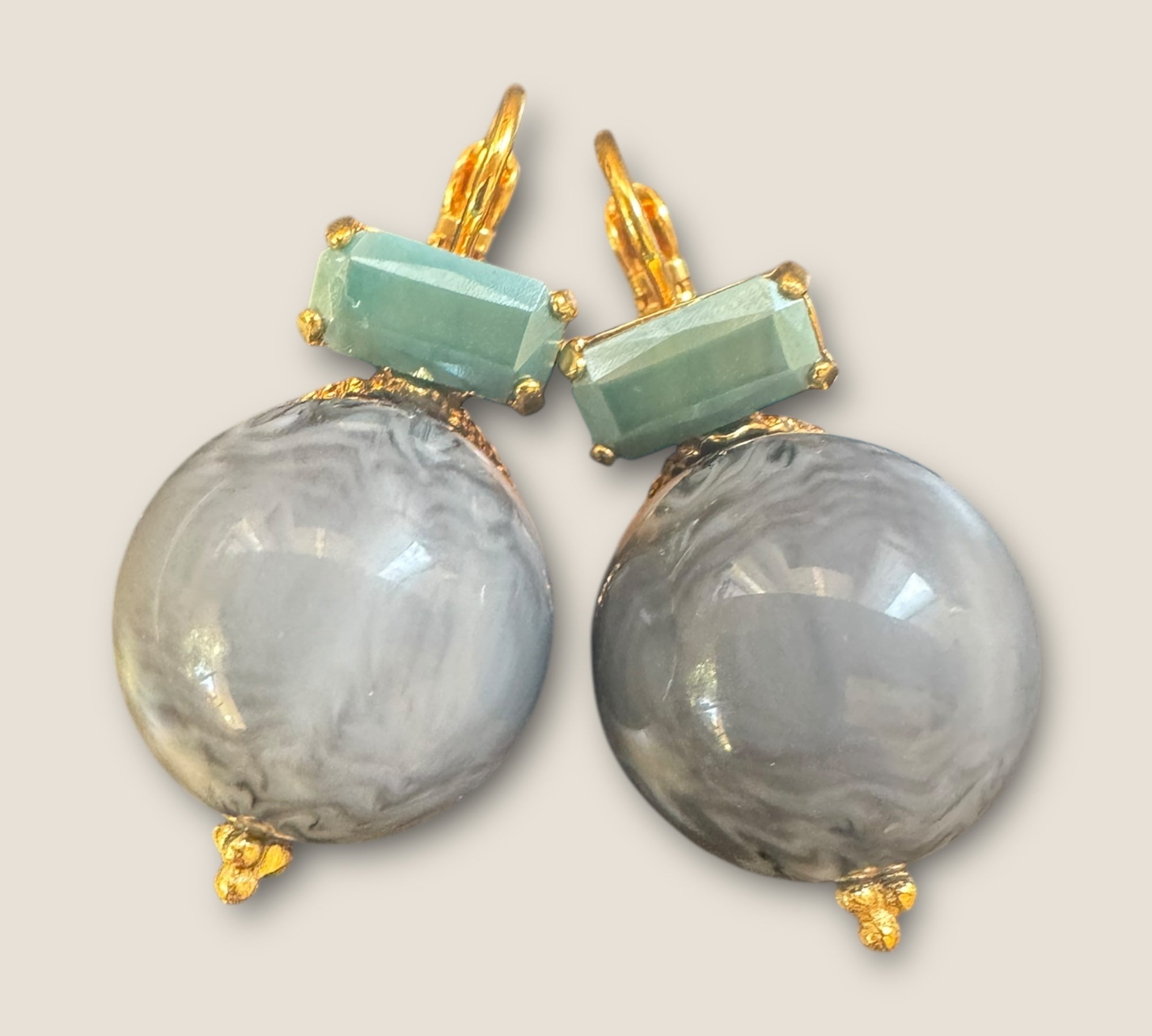 GAS BIJOUX - Boucles d'oreilles DECALCIA dorée à l'or fin - Grise