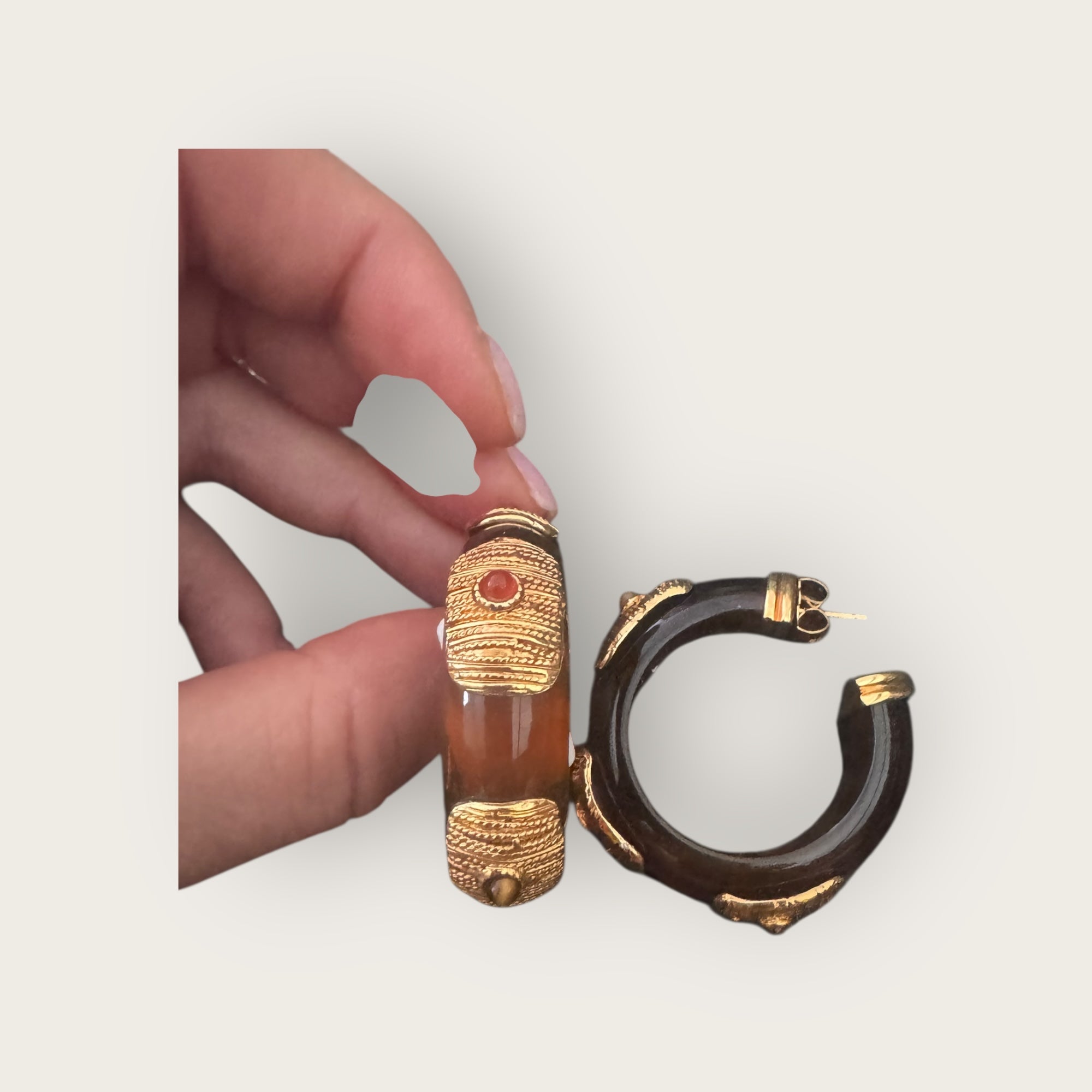 GAS BIJOUX - Créoles acétate ABALONE dorées à l’or fin