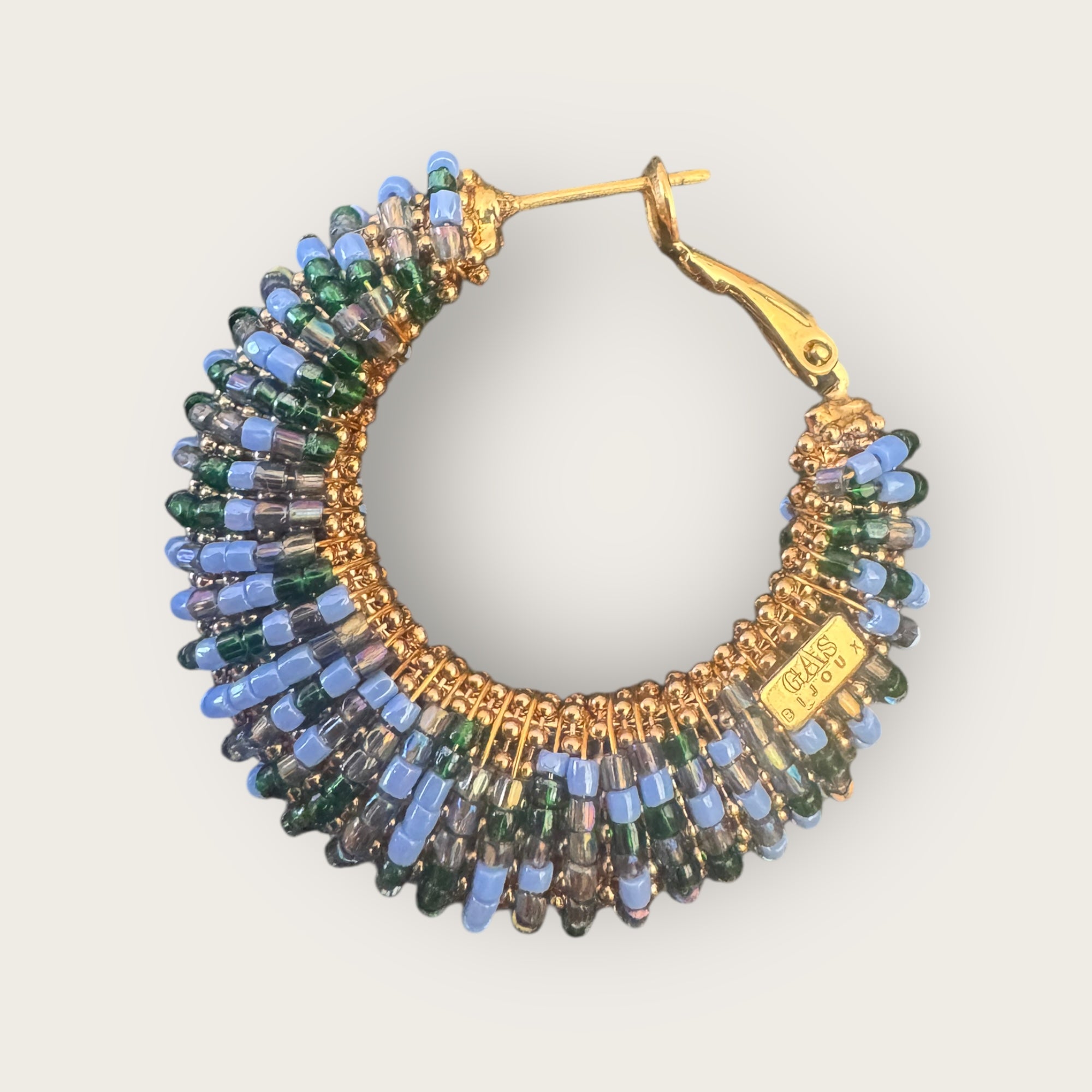 GAS BIJOUX - Boucles d’oreilles IZZIA petit modèle dorées à l’or fin - Bleues et vertes