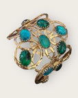 GAS BIJOUX - Manchette OLYMPIE dorée à l'or fin - Cabochons bleus et verts