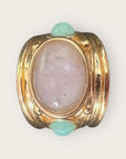 GAS BIJOUX - Bague SIMONE DORÉE - Quartz rose et Amazonite- Taille XL