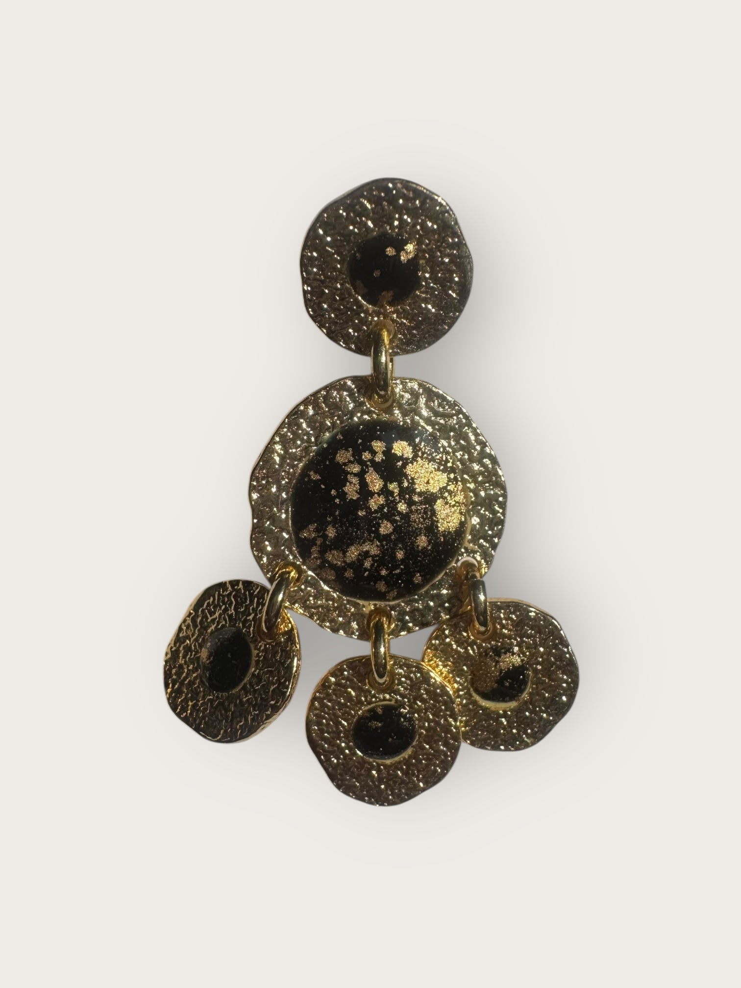 GAS BIJOUX - Boucles d'oreilles SEQUIN ILLUSION deux rangs métal doré à l'or fin