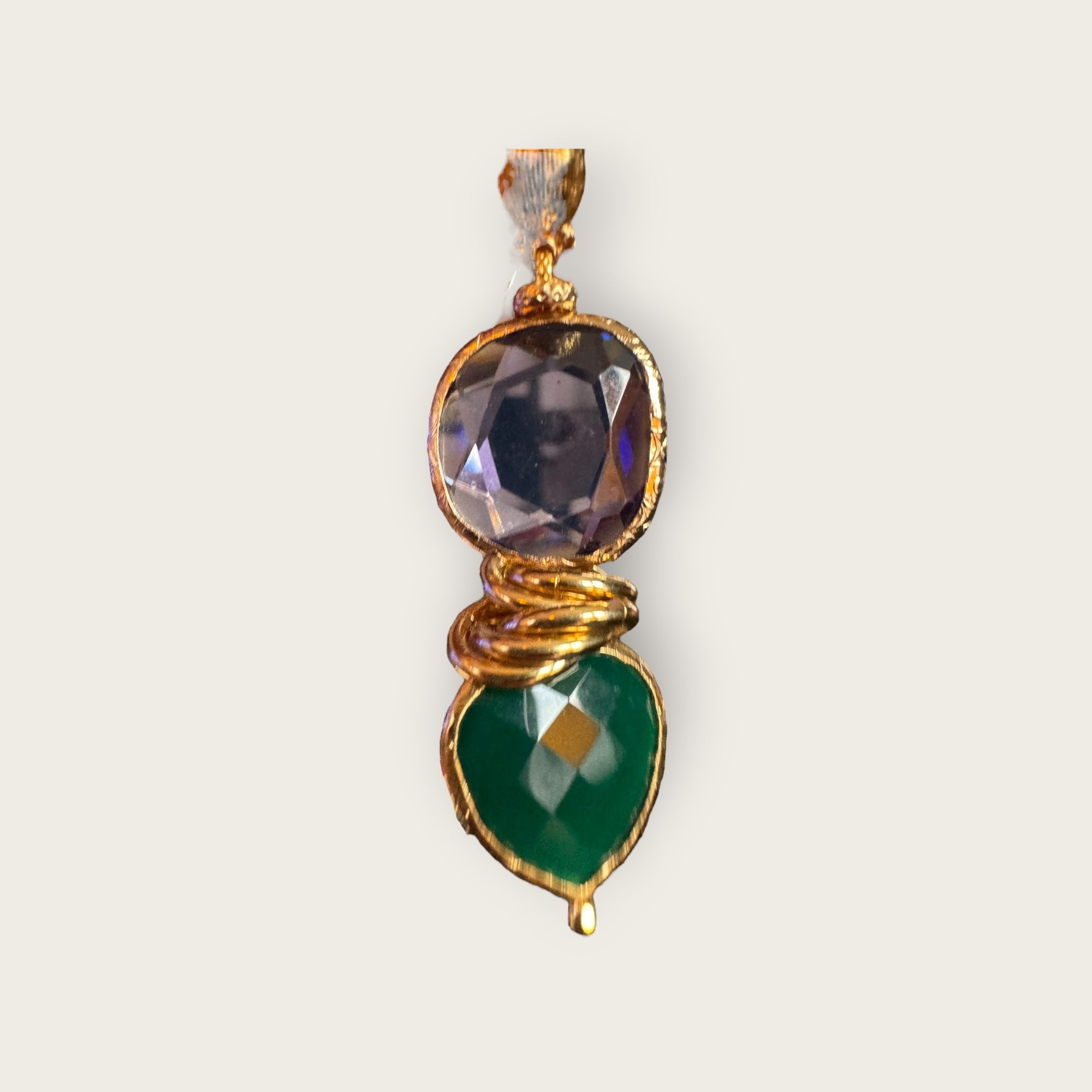 GAS BIJOUX - Boucles d’oreilles SIRENA dorées à l’or fin - Améthyste et Opale verte