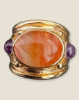 GAS BIJOUX - Bague SIMONE dorée à l'or fin - Cornaline et Améthyste Taille XL