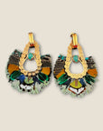 GAS BIJOUX - Boucles d'oreilles FORTALEZA dorées à l'or fin - Tons de verts