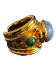 GAS BIJOUX - Bague SIMONE dorée à l'or fin - Sodalite et Malachite - Taille S possible en M