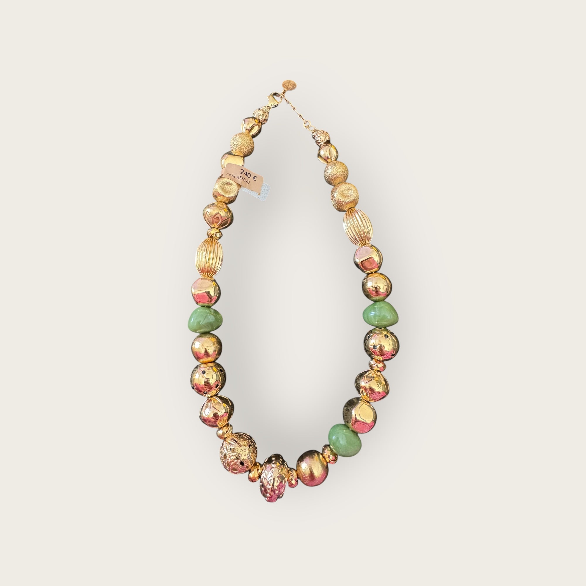 GAS BIJOUX - Collier PALAZZO doré à l’or fin - Vert
