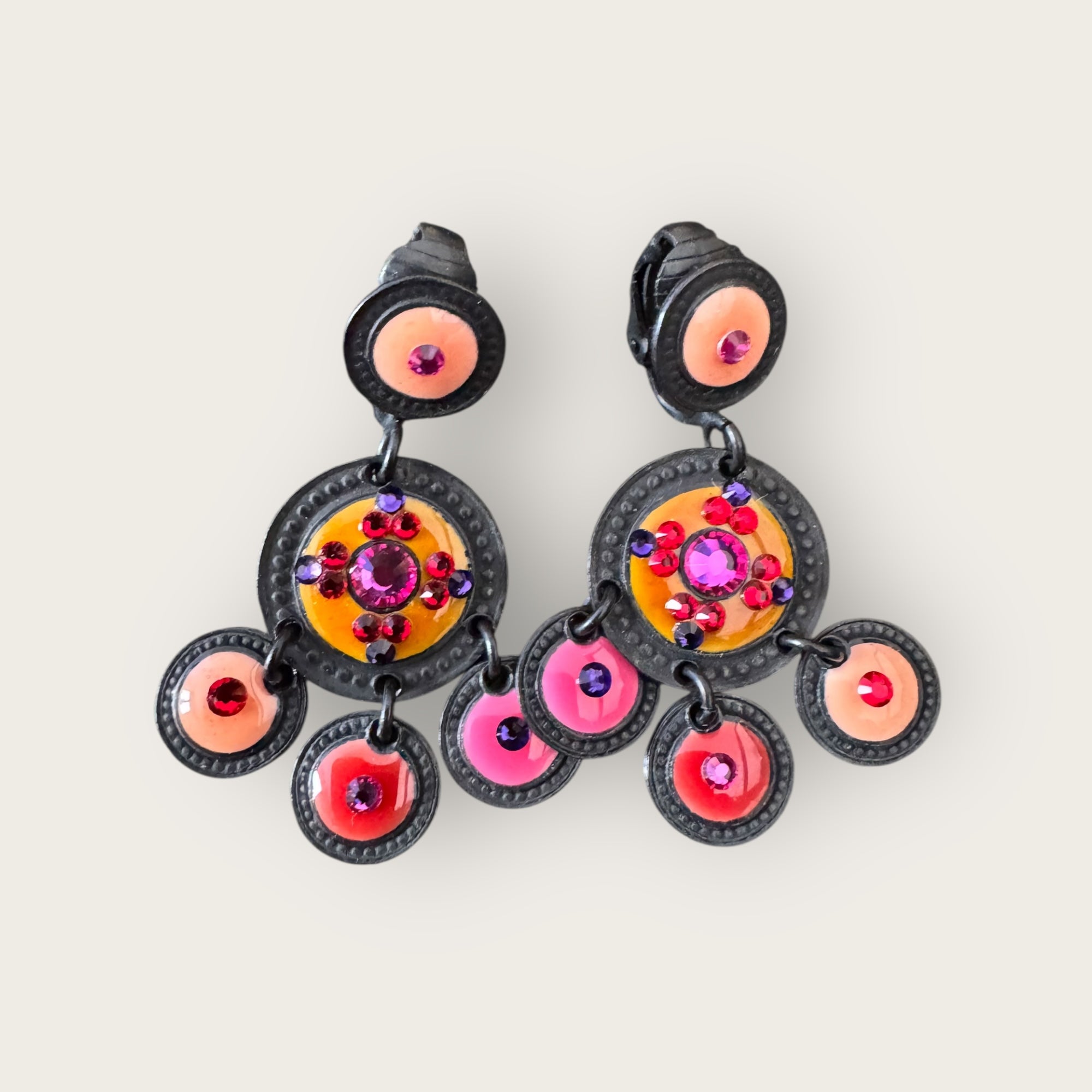 GAS BIJOUX Boucles d'oreilles SEQUIN CLIPS double rang base noire