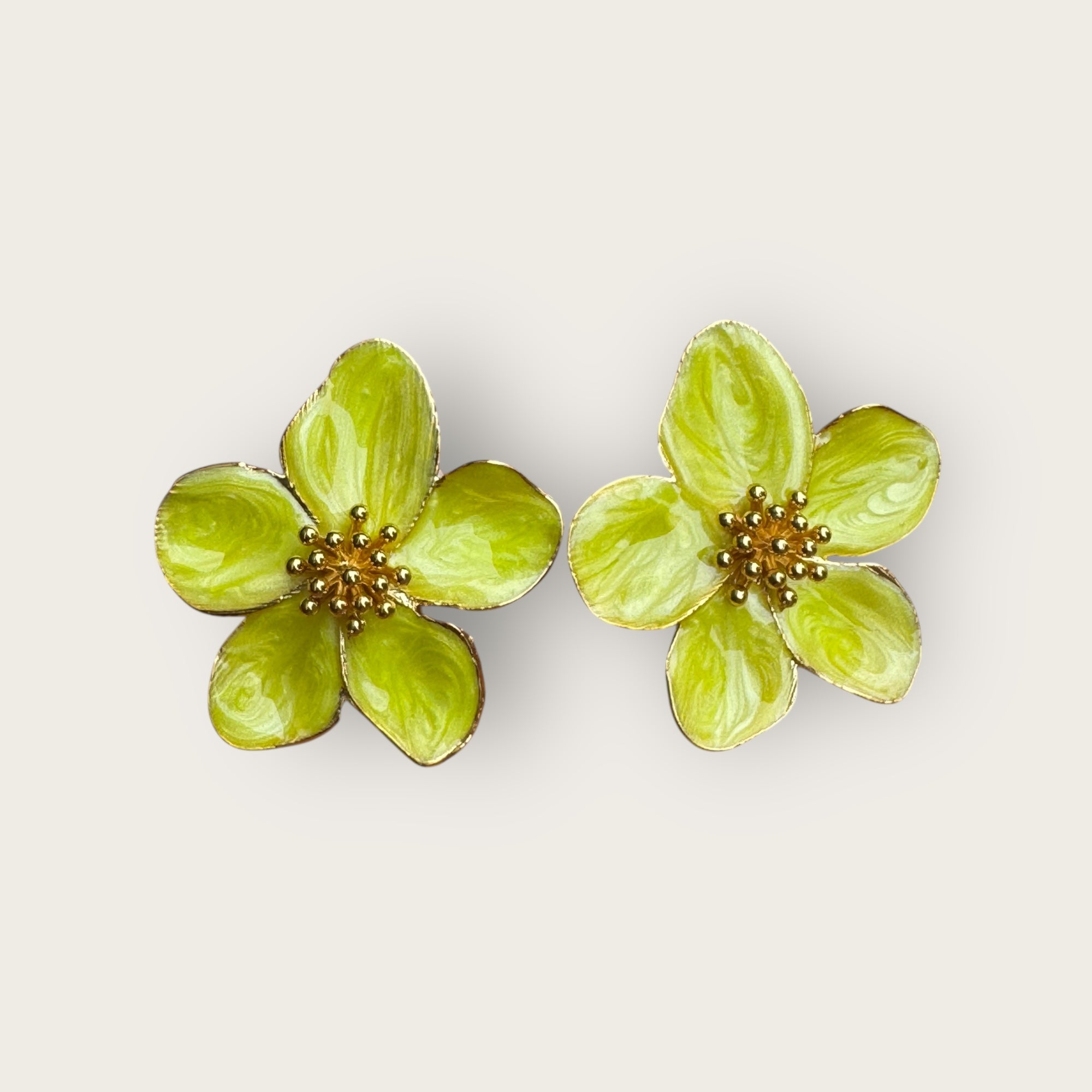ARGELOUSE - Boucles d'oreilles puces HIBISCUS - Jaunes fluo