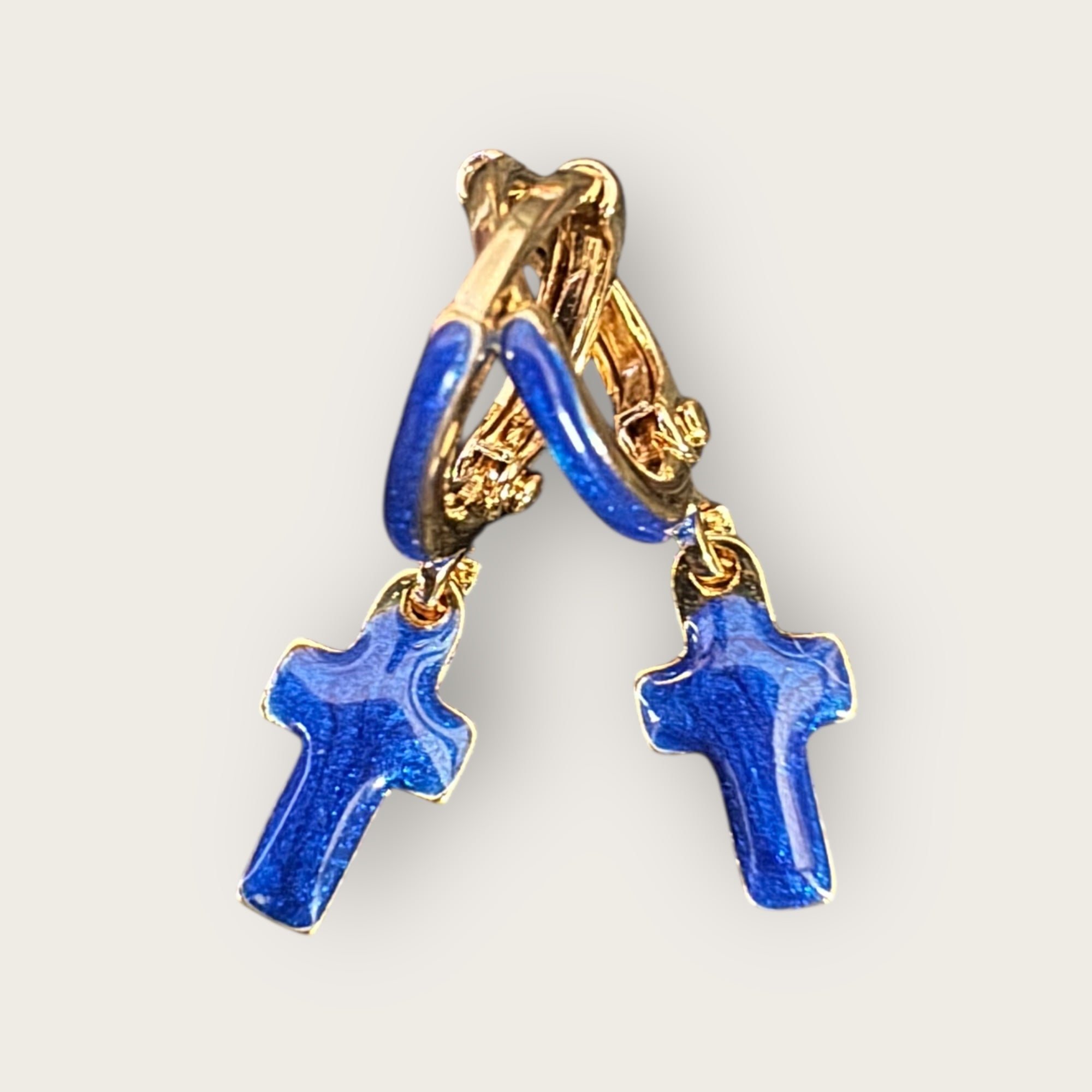 Mademoiselle OUPS - Mini créoles CORPUS CRAZY croix émaillées - BLEUES