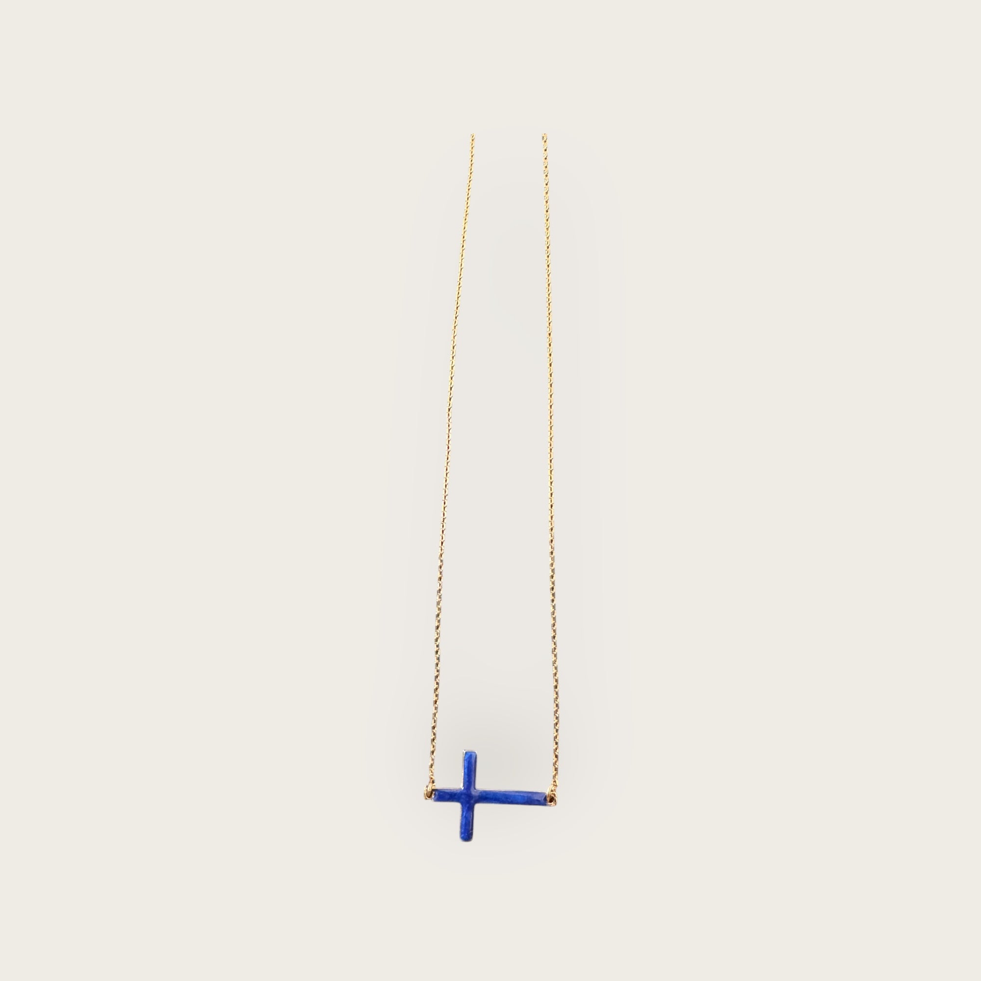 Mademoiselle OUPS - Collier CORPUS CRAZY - Grande croix émaillée horizontale - BLEU