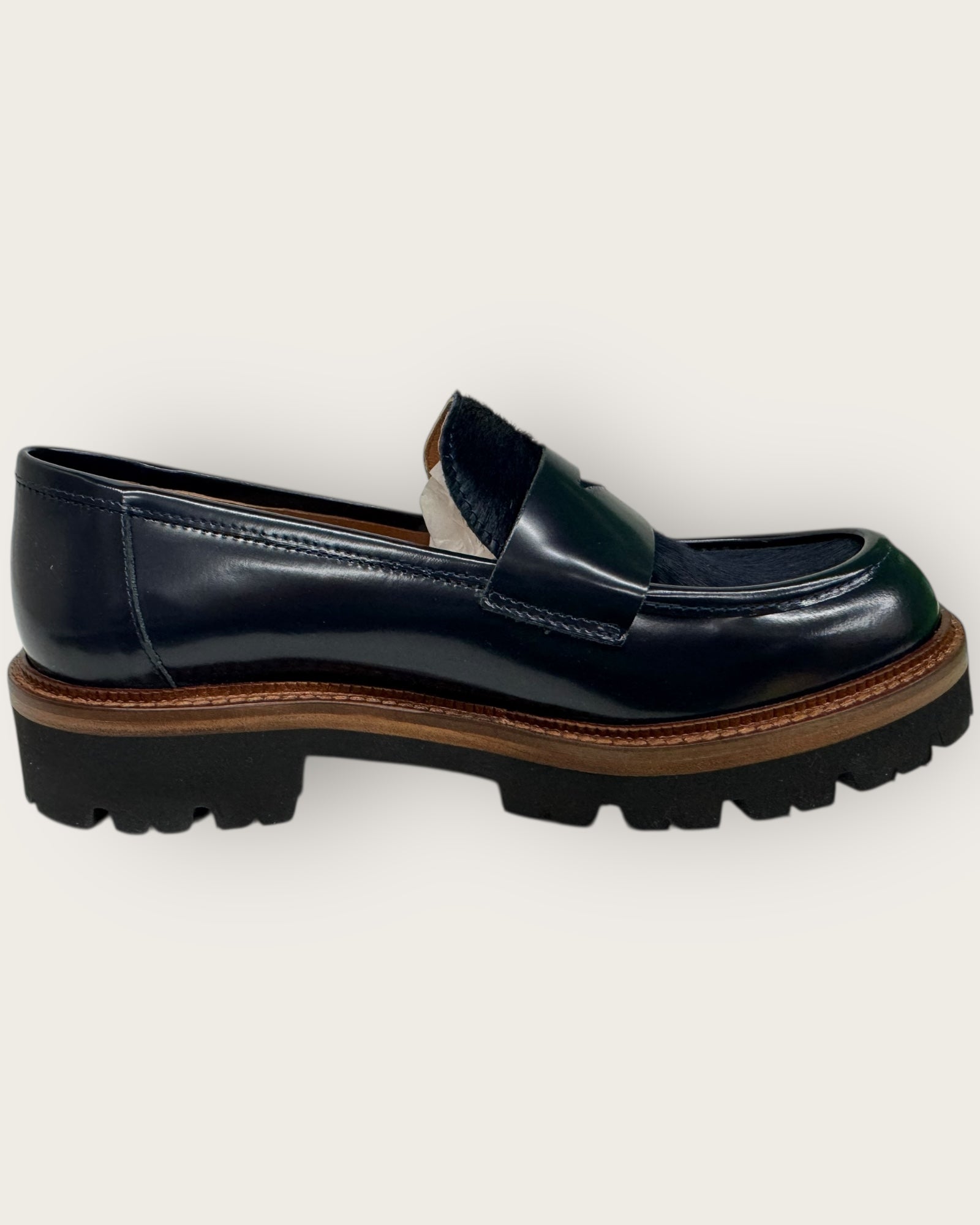 MAT 20 - Mocassins cuir vernis bleu marine