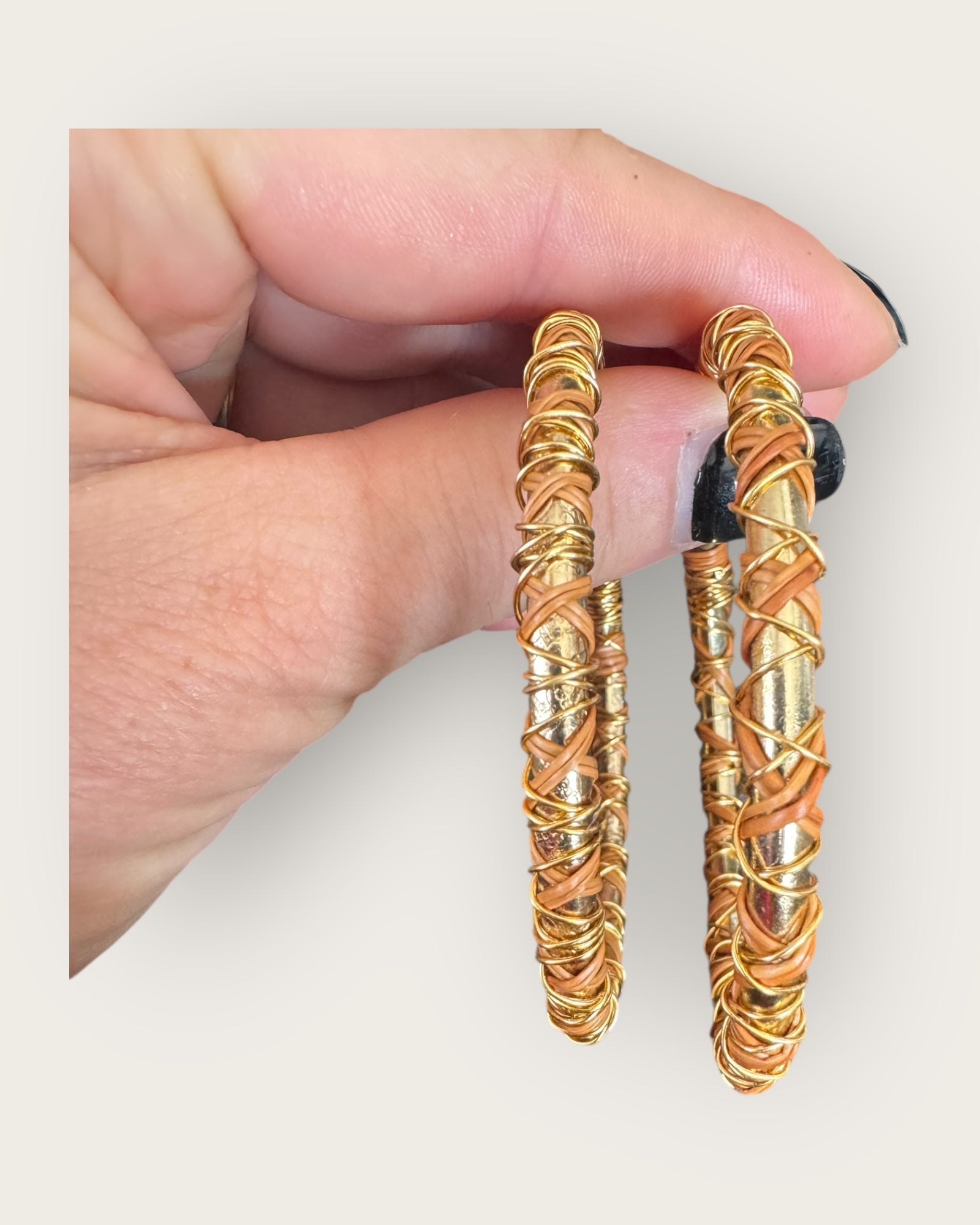 GAS BIJOUX - Boucles d'oreilles MAORI grand modèle doré à l'or fin et osier
