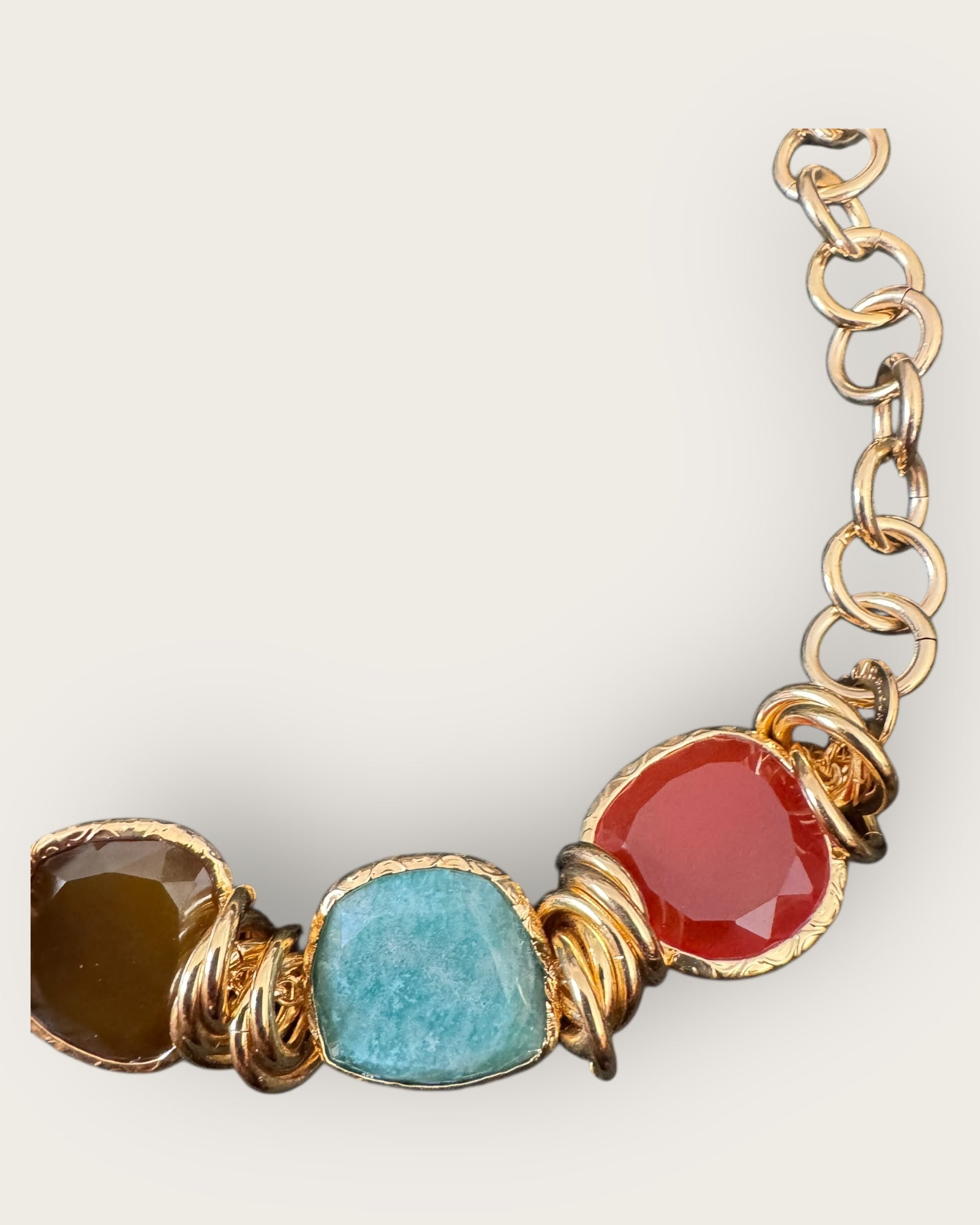 GAS BIJOUX - Collier SIRENA doré à l'or fin - Cornaline, quartz rose, amazonite