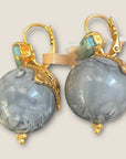 GAS BIJOUX - Boucles d'oreilles DECALCIA dorée à l'or fin - Grise
