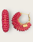 GAS BIJOUX - Boucles d’oreilles IZZIA petit modèle dorée à l’or fin - Grenat