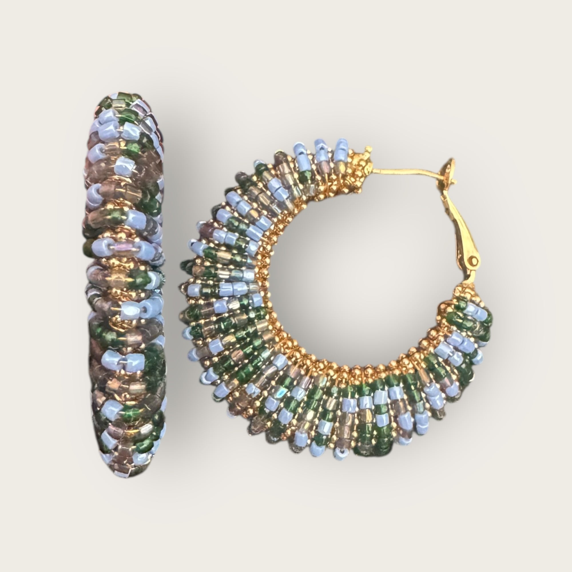 GAS BIJOUX - Boucles d’oreilles IZZIA petit modèle dorées à l’or fin - Bleues et vertes