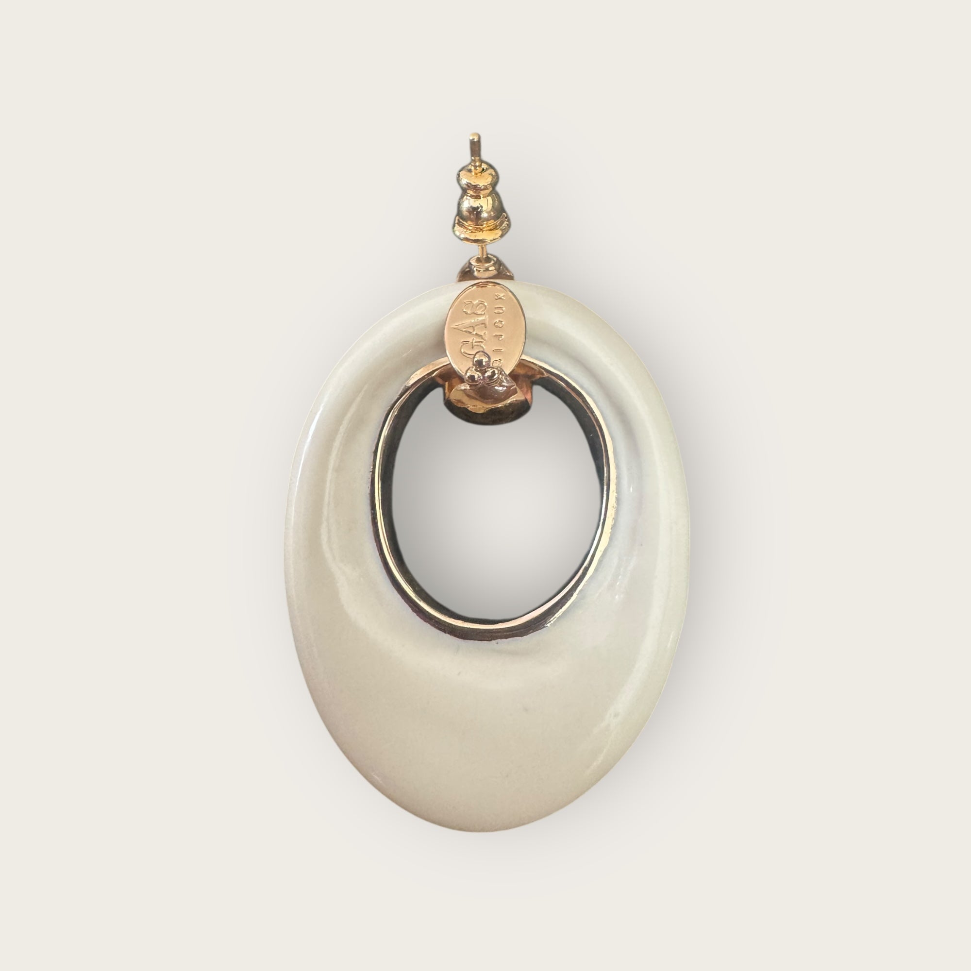 GAS BIJOUX - Boucles d’oreilles SELVA ivoire dorée à l’or fin grand modèle