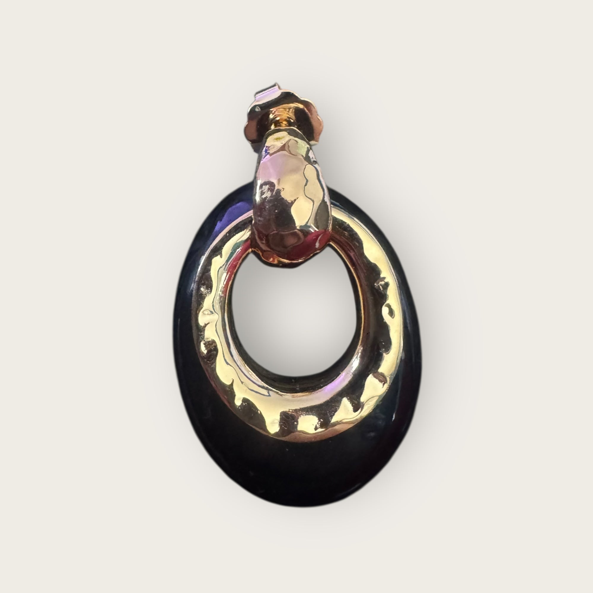 GAS BIJOUX - Boucles d'oreilles SELVA dorées à l'or fin GM - Acétate noire