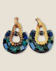 GAS BIJOUX - Boucles d'oreilles FORTALEZA dorées à l'or fin - Tons de bleus