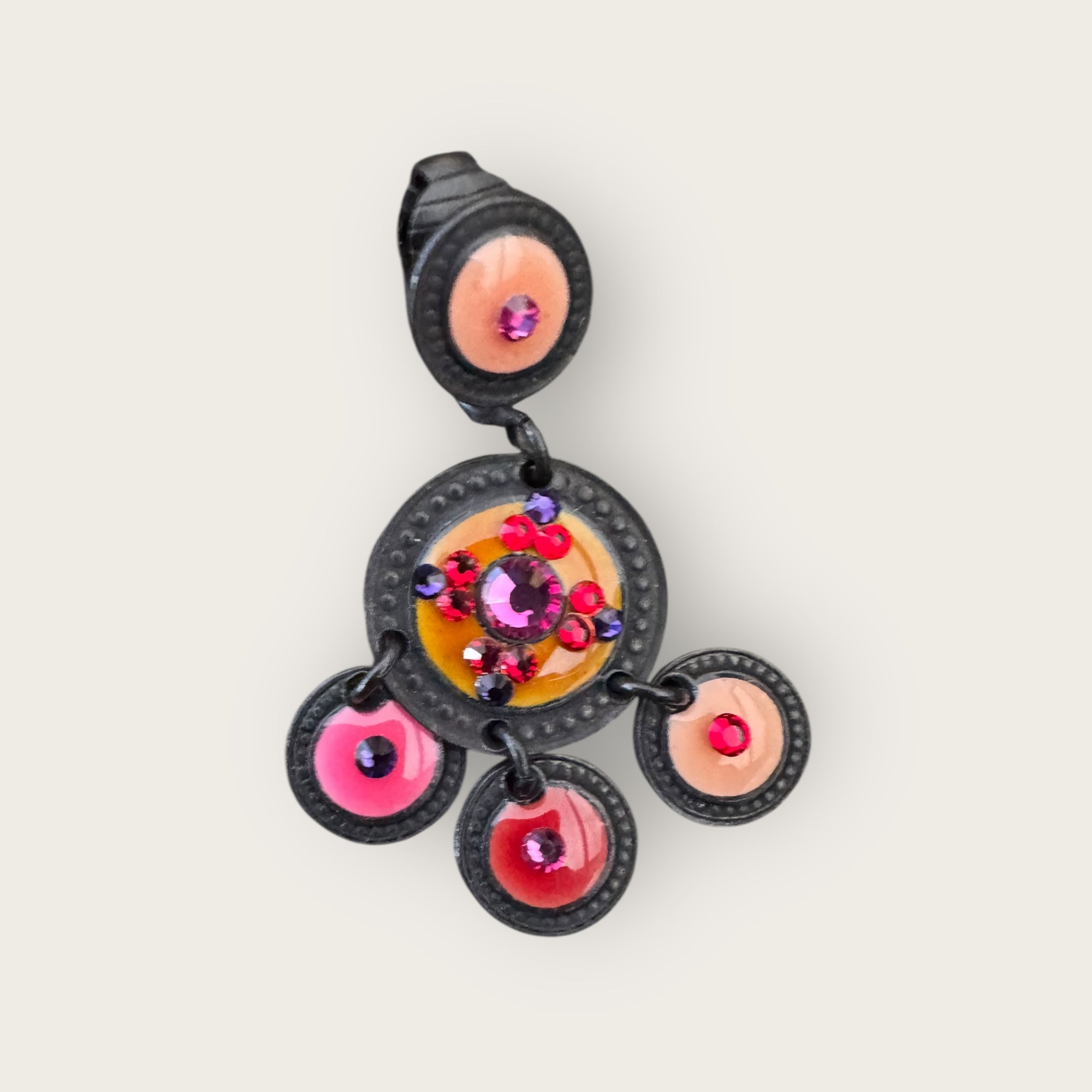 GAS BIJOUX Boucles d'oreilles SEQUIN CLIPS double rang base noire