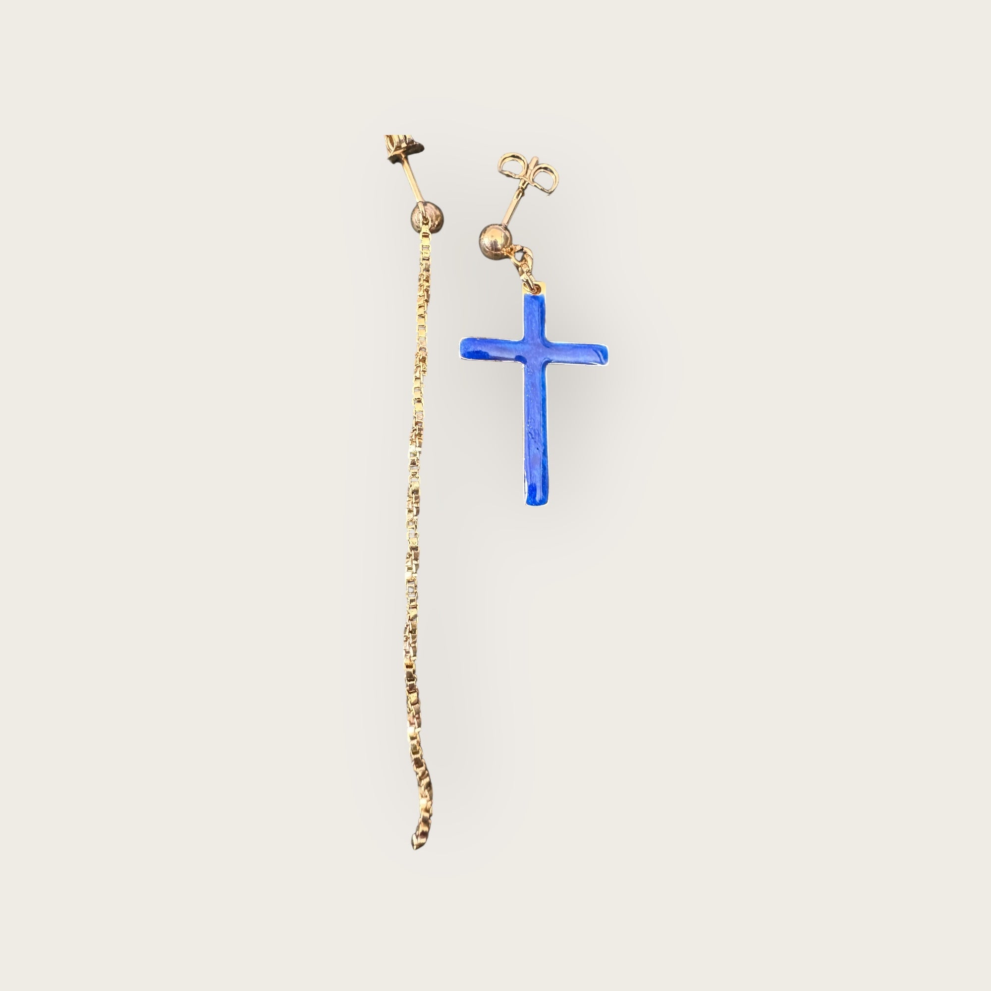 Mademoiselle OUPS - Boucles CORPUS CRAZY simple grand croix émaillées - BLEUES