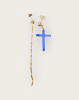 Mademoiselle OUPS - Boucles CORPUS CRAZY simple grand croix émaillées - BLEUES