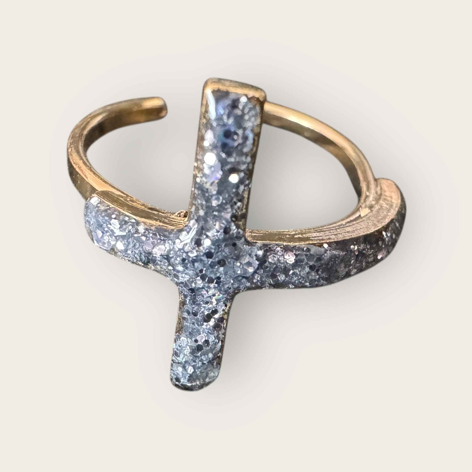Mademoiselle OUPS - Bague CORPUS CRAZY grande croix émaillée - ARGENTEE