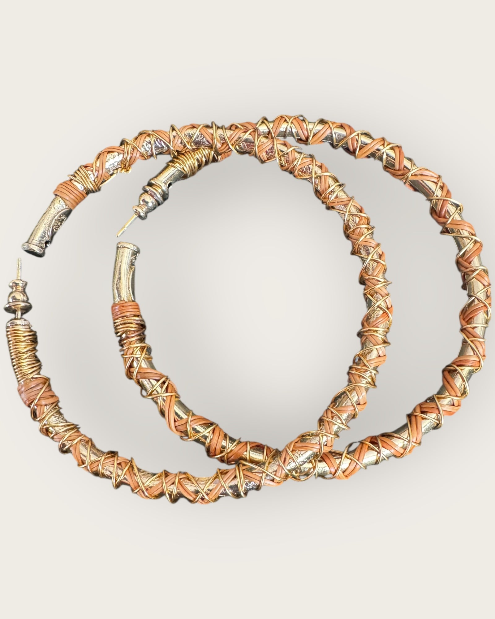 GAS BIJOUX - Boucles d'oreilles MAORI grand modèle doré à l'or fin et osier