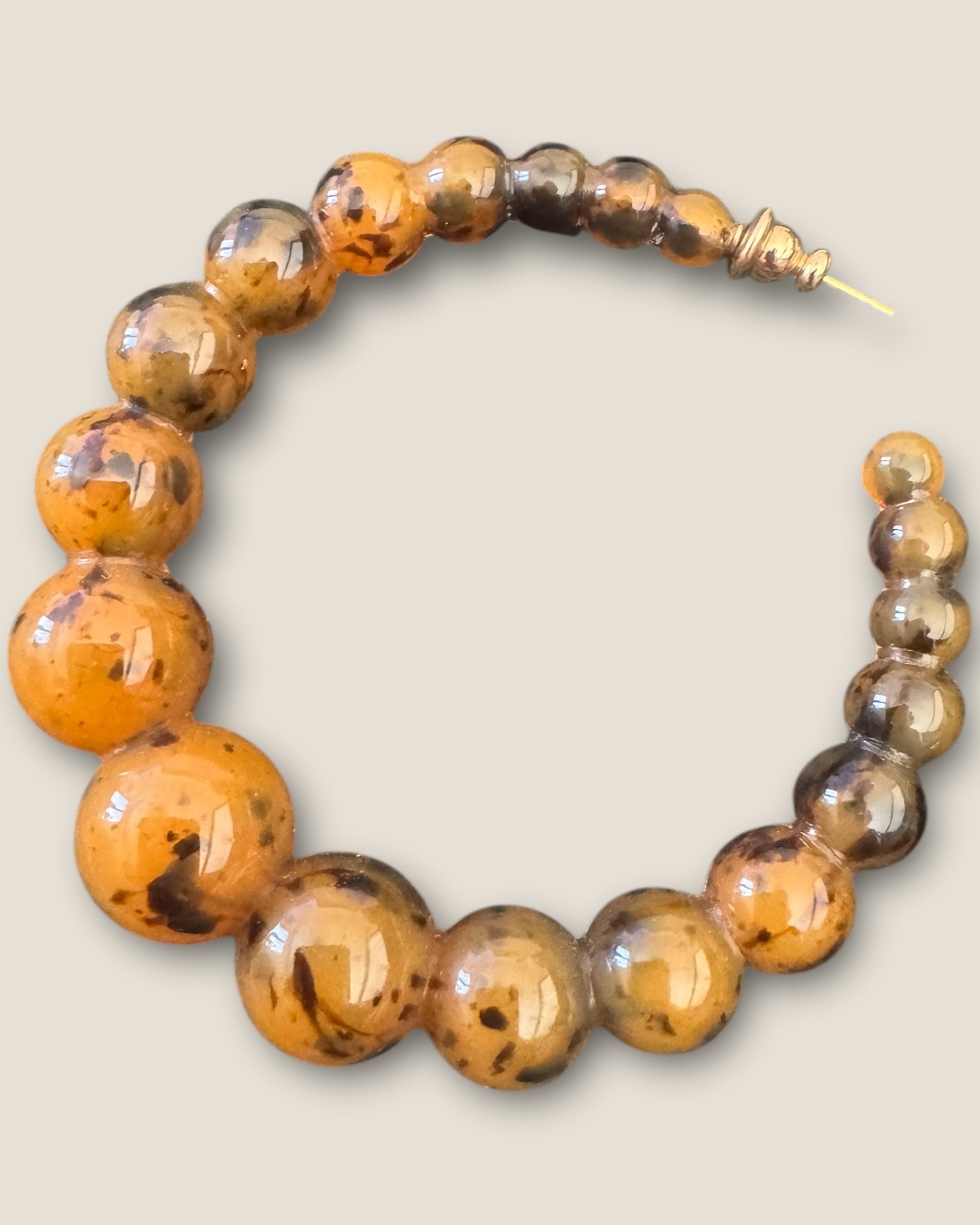 GAS BIJOUX - Boucles d’oreilles créoles ANDY acétate grand modèle dorées à l’or fin - Marron
