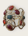 GAS BIJOUX - Manchette OLYMPIE dorée à l'or fin - Cabochons de Cornaline, Grenat et turquoise africaine