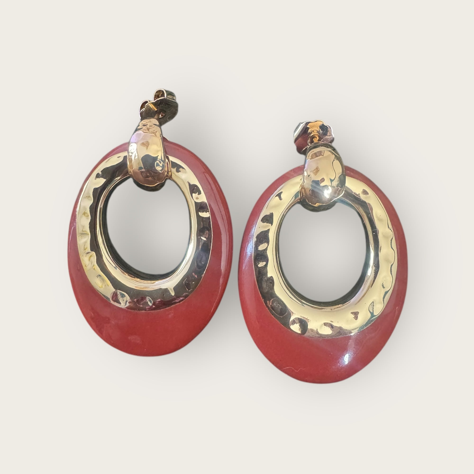 GAS BIJOUX - Boucles d’oreilles SELVA bordeaux dorées à l’or fin grand modèle