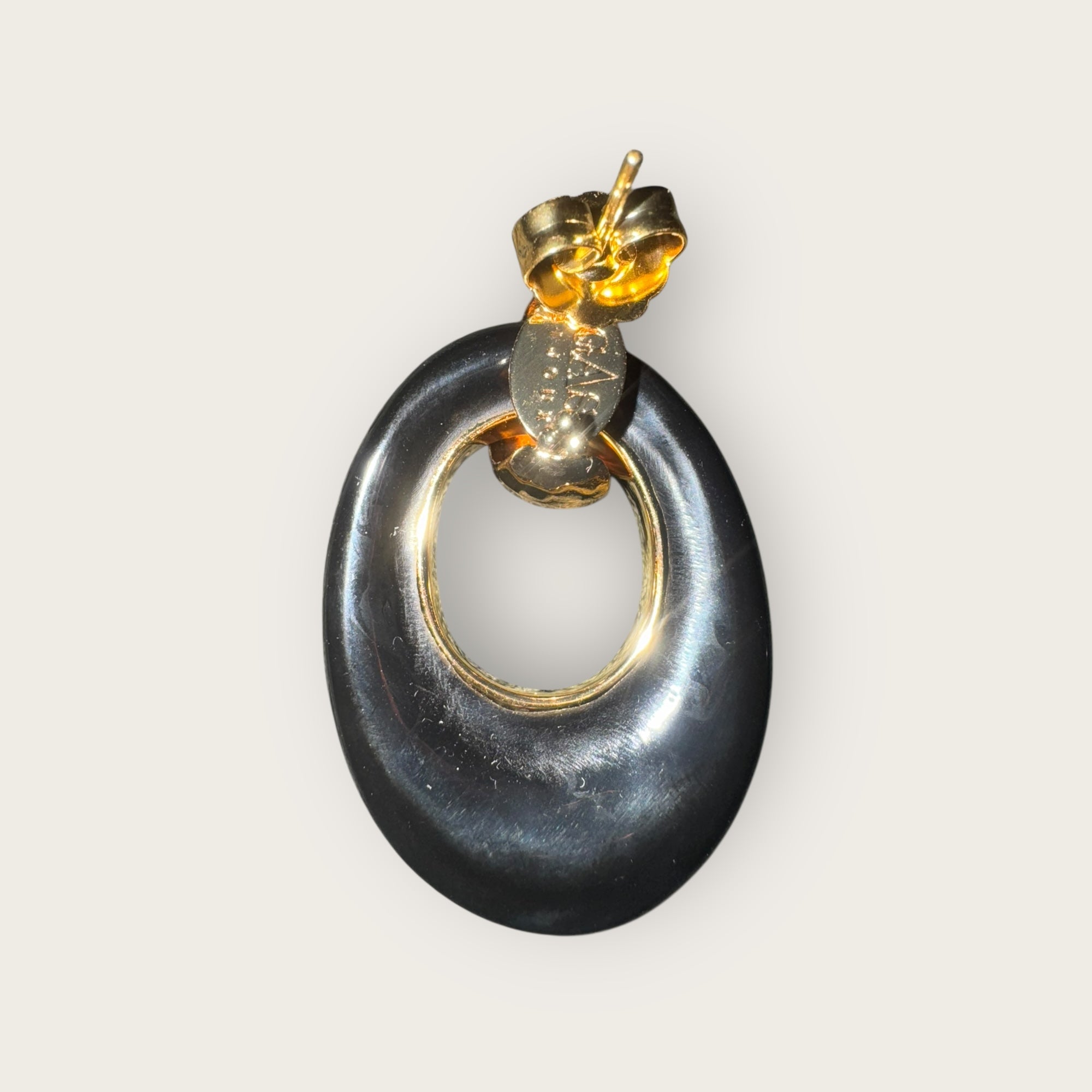 GAS BIJOUX - Boucles d'oreilles SELVA dorées à l'or fin GM - Acétate noire