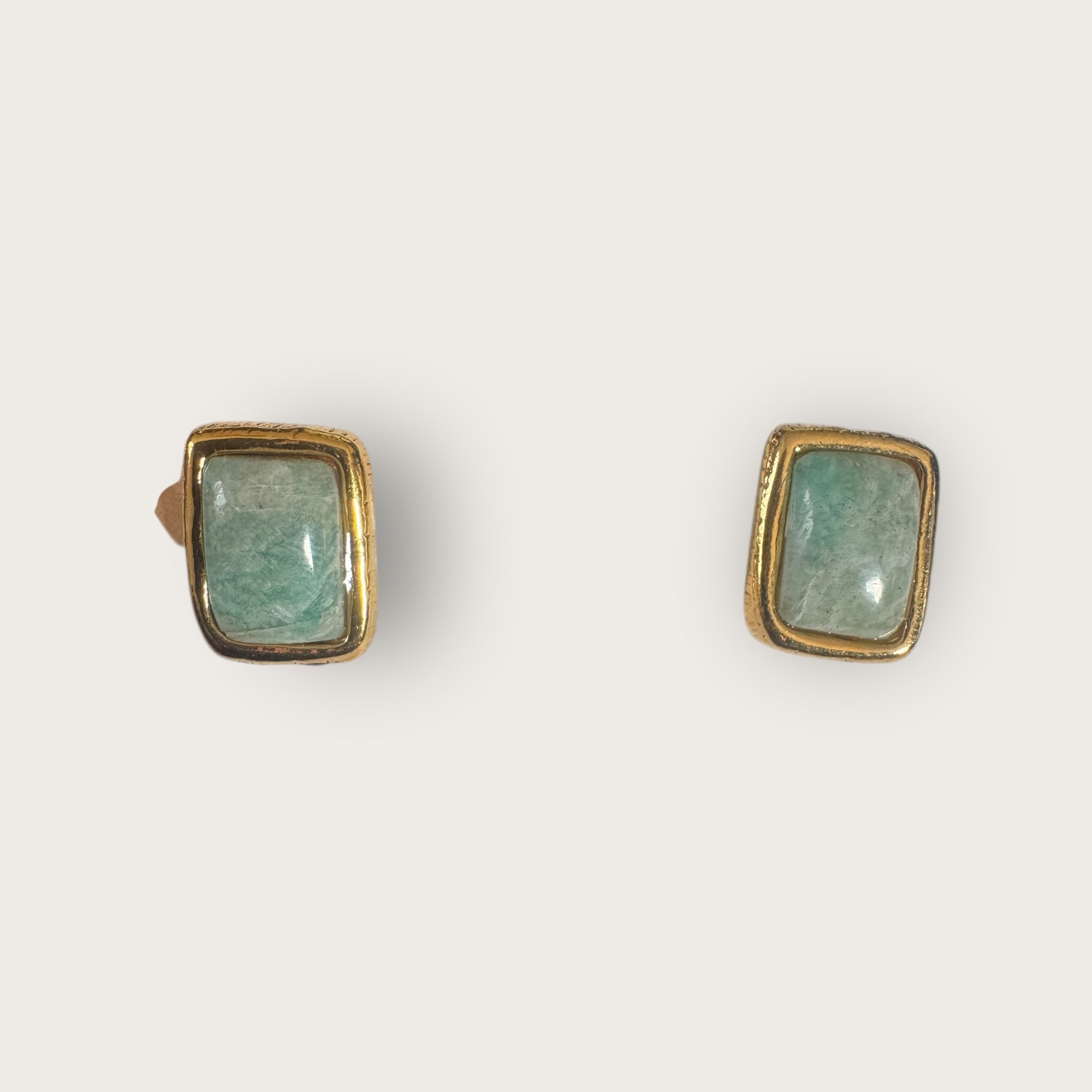 GAS BIJOUX - Boucles d'oreilles puces TOTEM dorées à l'or fin - Amazonite