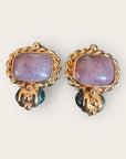 GAS BIJOUX - Boucles d'oreilles AMARANTE CLIPS - Rhodonite et Jaspe Kambala