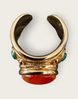 GAS BIJOUX - Bague SIMONE dorée à l'or fin - Cornaline et Malachite - Taille XL