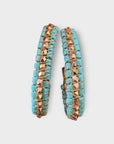 GAS BIJOUX - Boucles d'oreilles LYRE créoles grands modèles dorées et turquoise