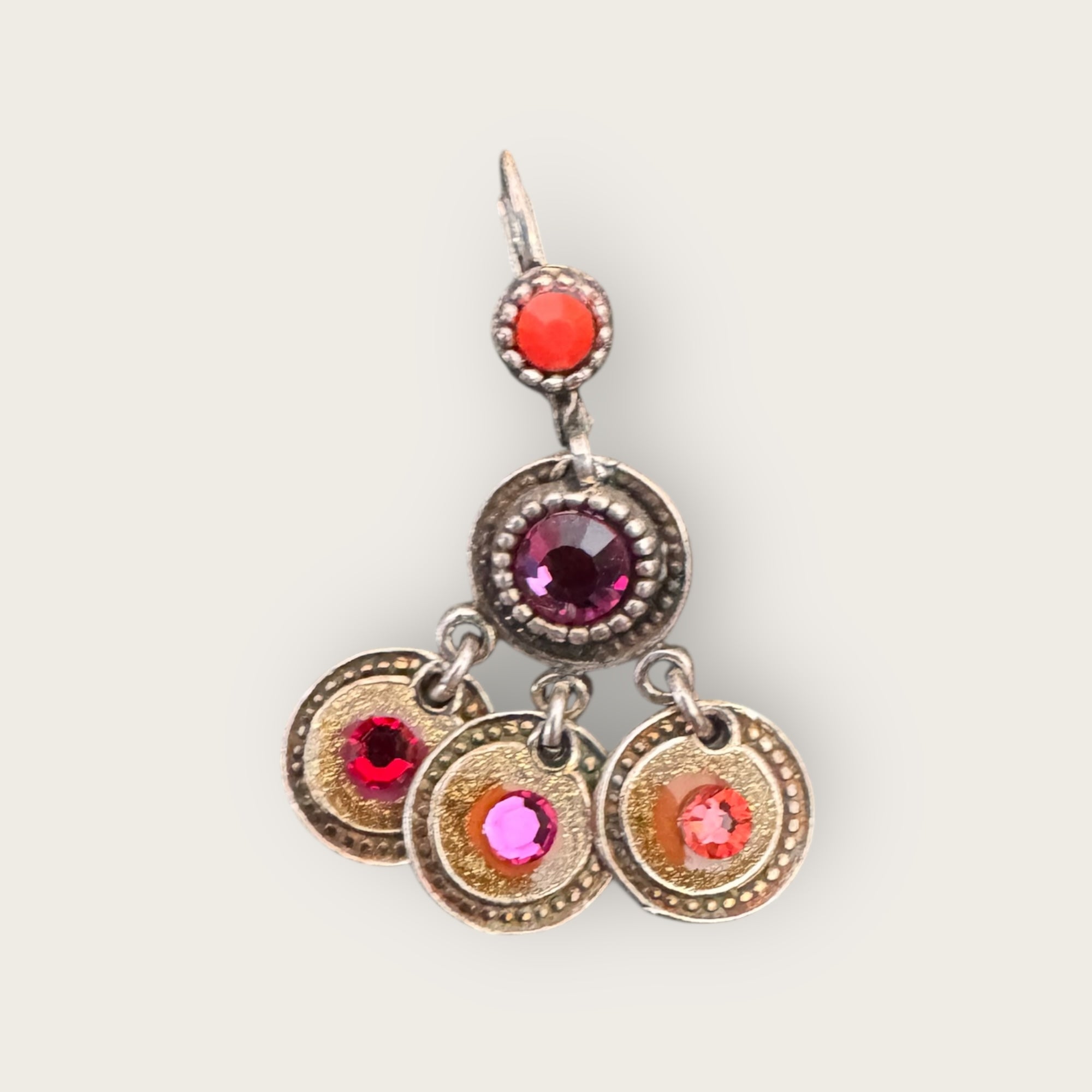 GAS BIJOUX - Boucles d'oreilles SEQUIN double rangs base argentée et cristaux de Swarovski multicolore