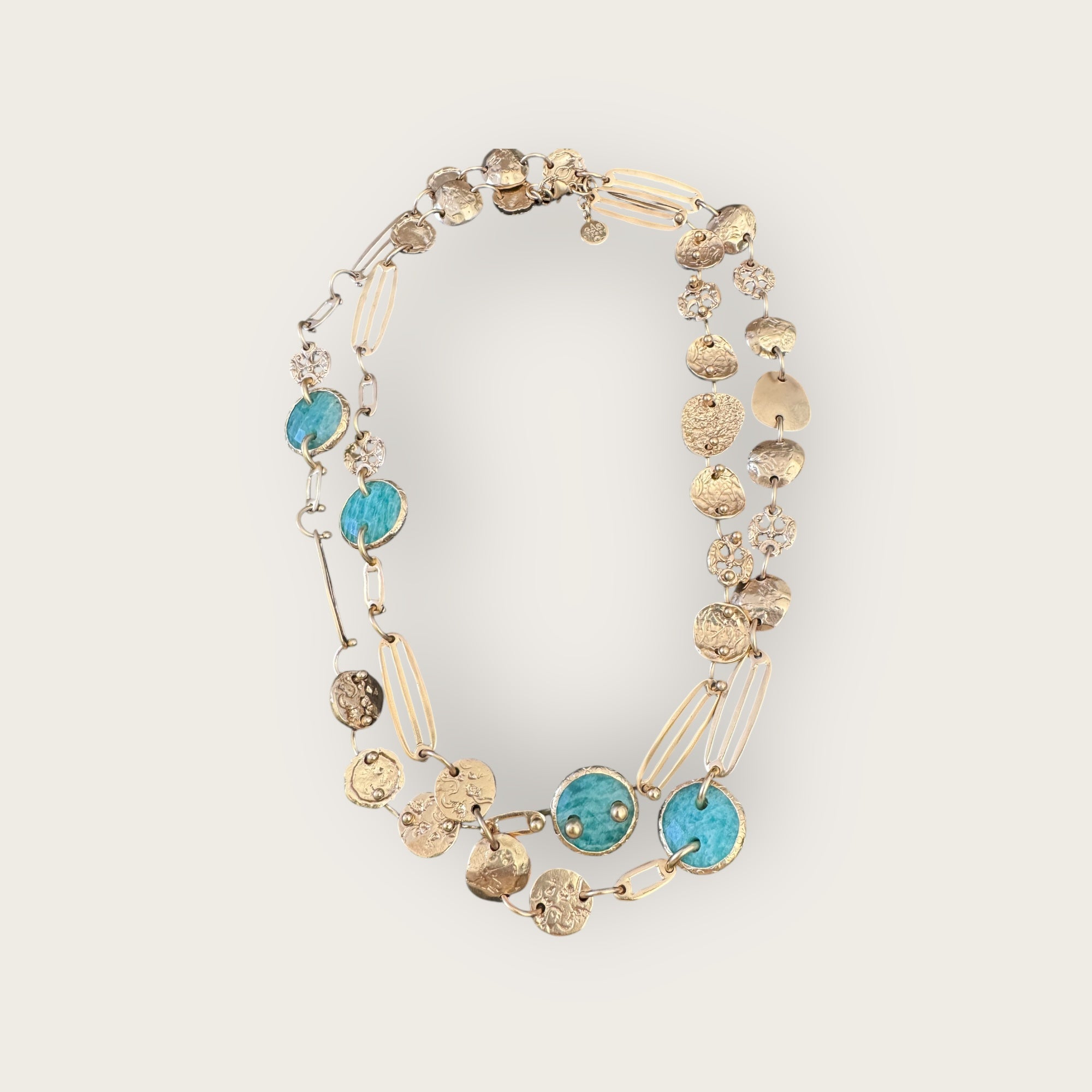 GAS BIJOUX - Sautoir ECLIPSE doré métal à l'or fin et amazonite