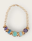 GAS BIJOUX - Collier SIRENA doré à l'or fin - Améthyste - Fluorine et Amazonite