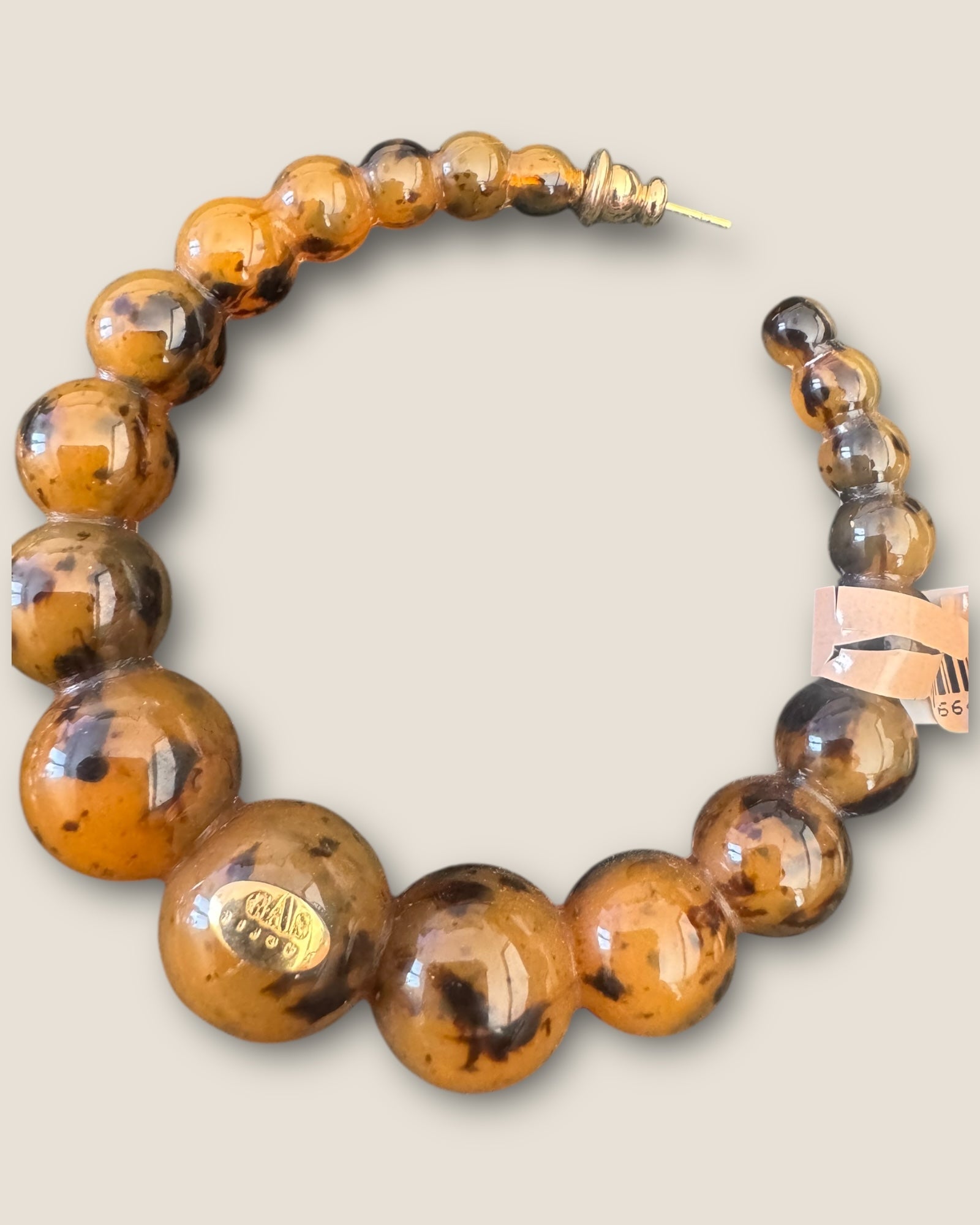 GAS BIJOUX - Boucles d’oreilles créoles ANDY acétate grand modèle dorées à l’or fin - Marron