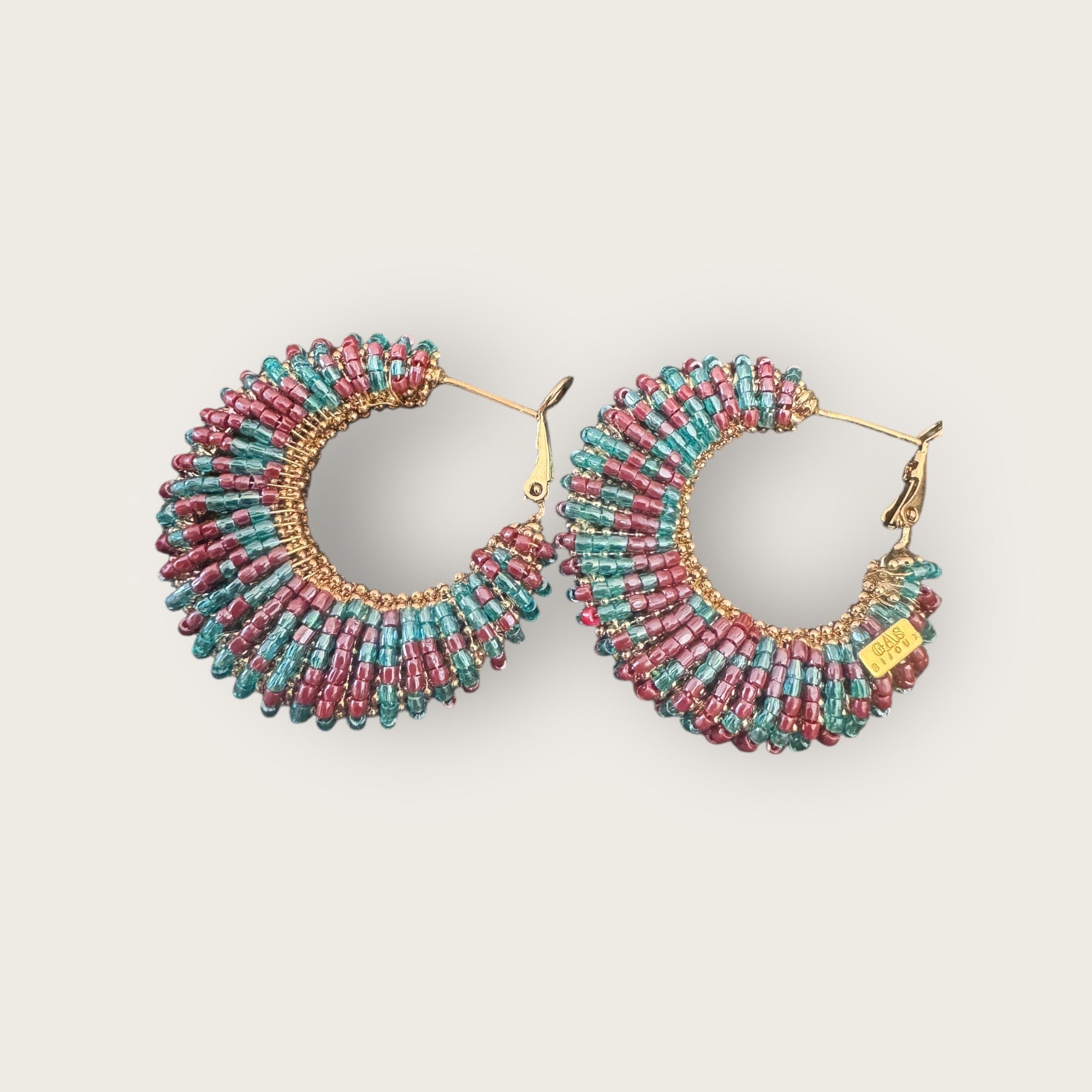 GAS BIJOUX -Boucles d’oreilles IZZIA grand modèle dorées à l’or fin - Turquoise et lauve