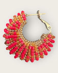 GAS BIJOUX - Boucles d’oreilles IZZIA petit modèle dorées à l’or fin - Rouge et doré