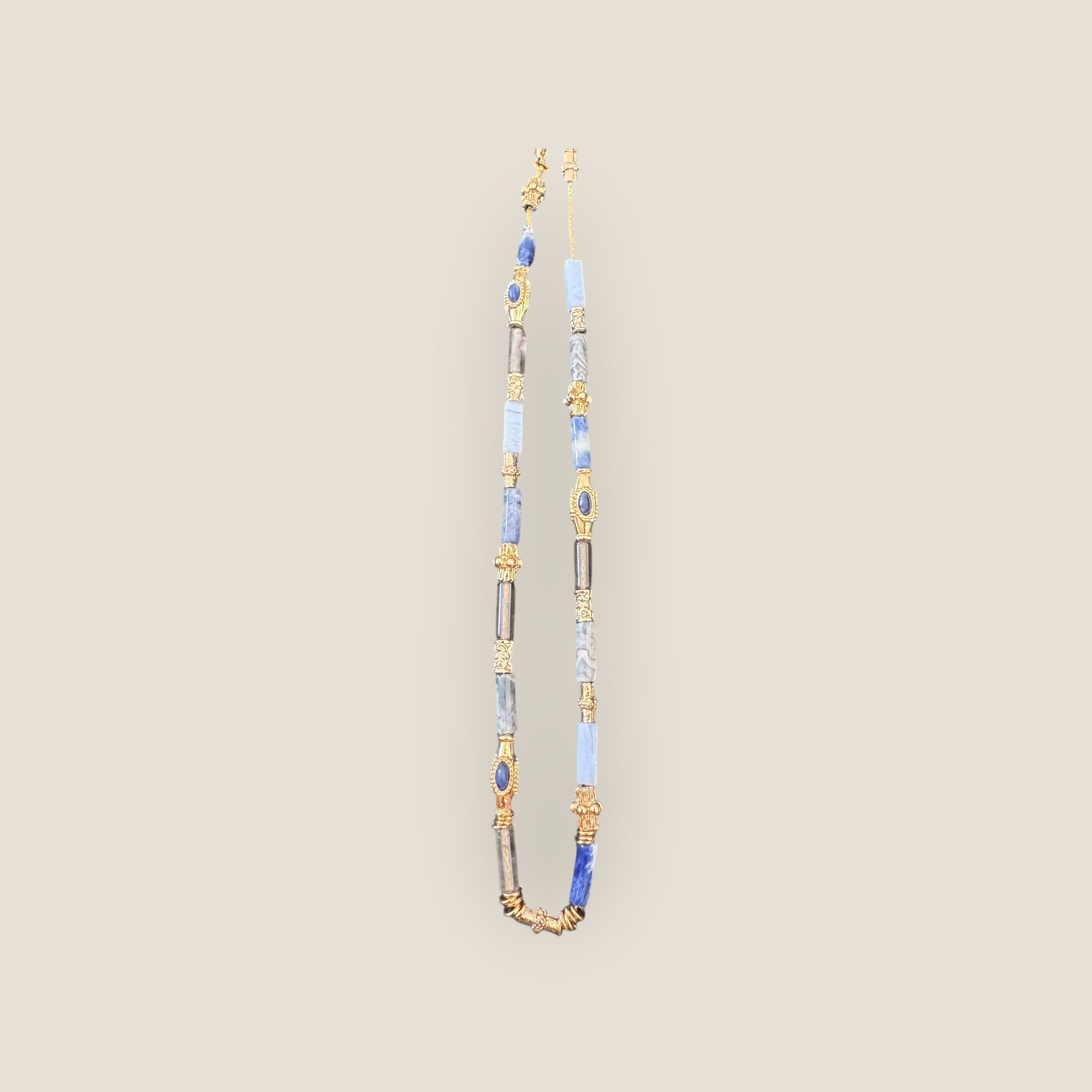 GAS BIJOUX - Collier KALI bis doré à l’or fin - Tons de bleu et gris