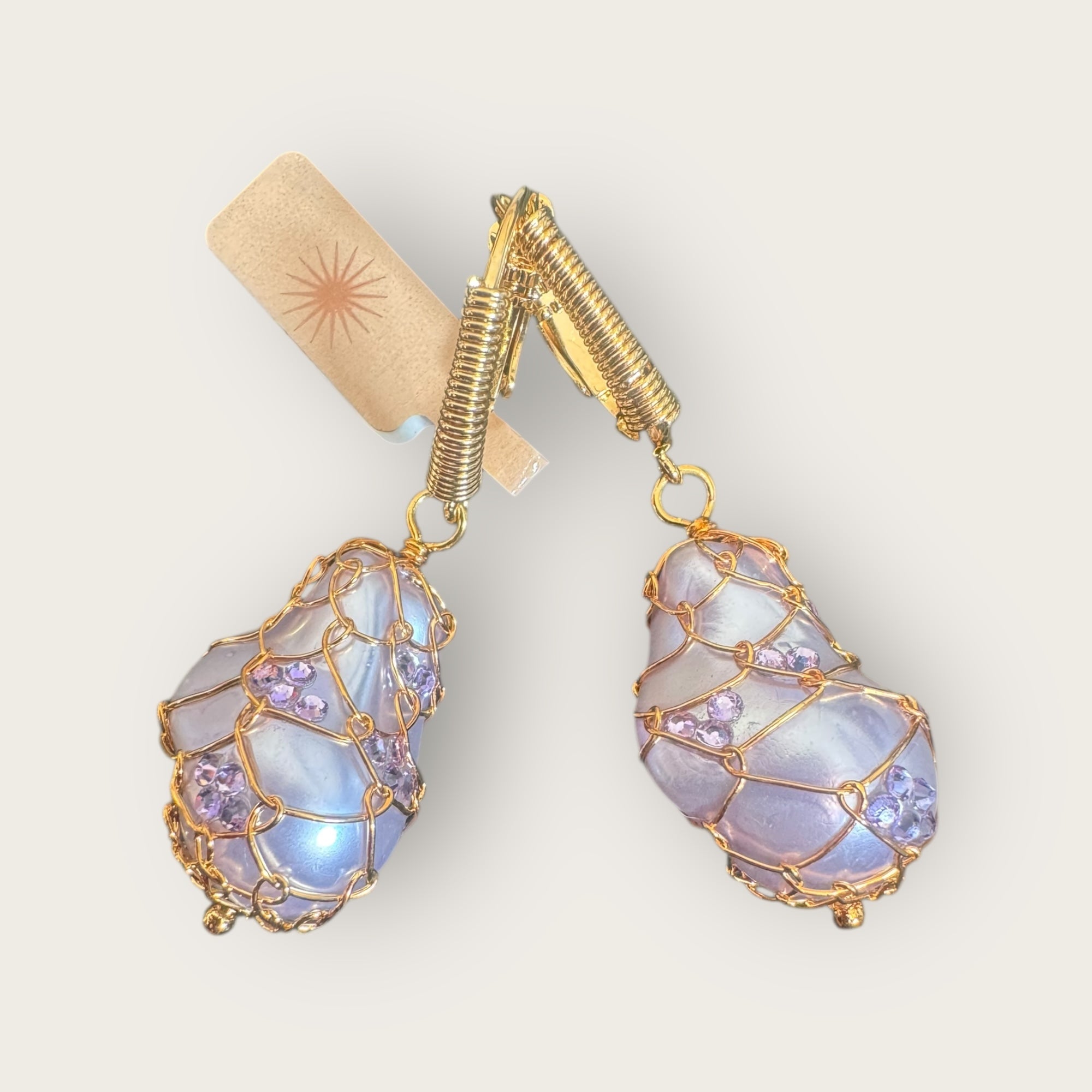GAS BIJOUX - Boucles d'oreilles TAO BIWA dorées à l'or fin - Parme - COULEUR RARE