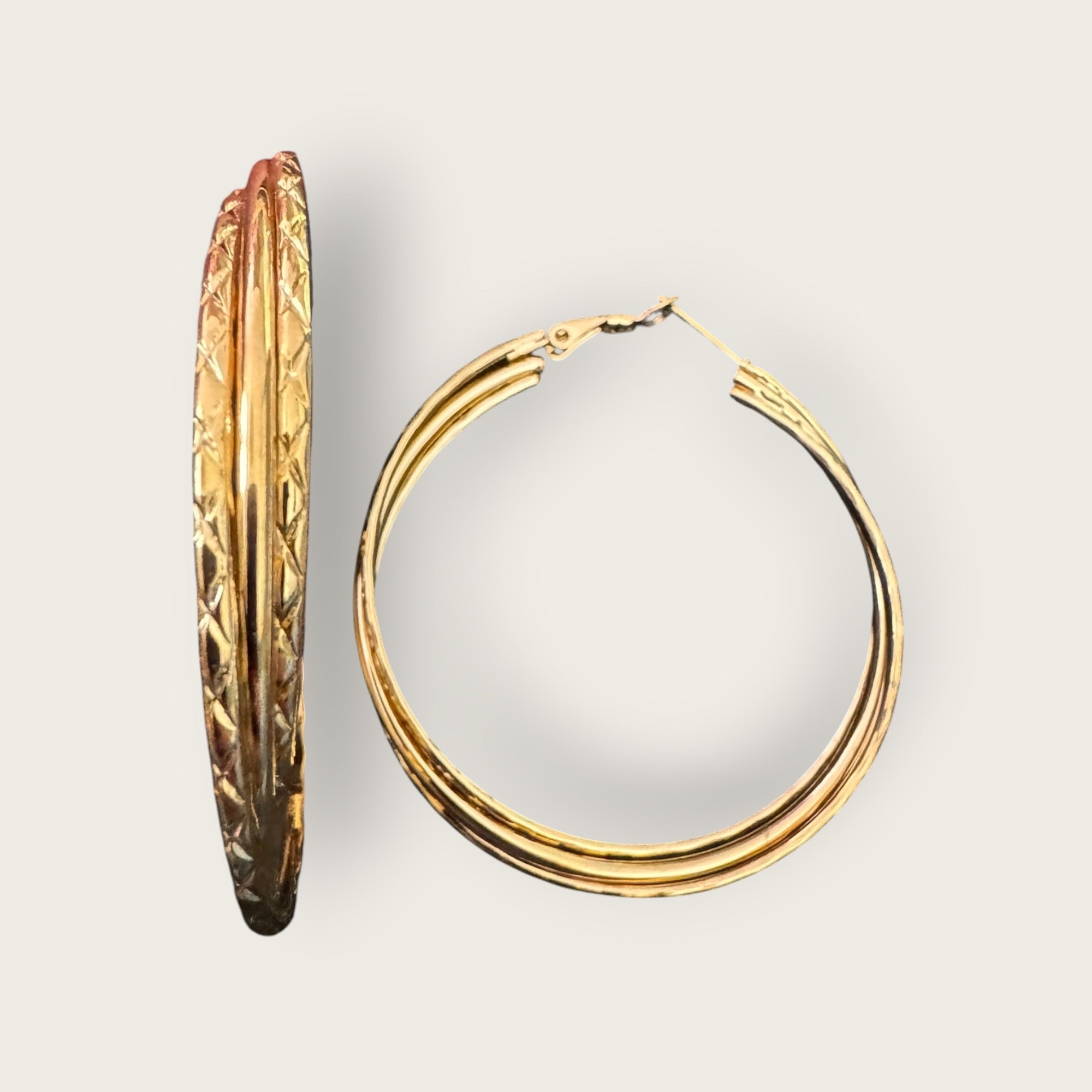 JORGINA - Créoles doublées, Boucles d'oreilles texturées