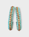 GAS BIJOUX - Boucles d'oreilles LYRE créoles grands modèles dorées et turquoise