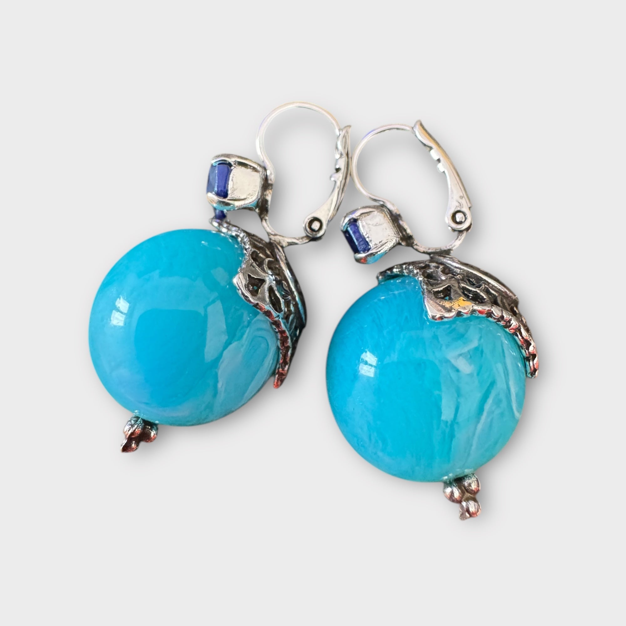 GAS BIJOUX - Boucles d'oreilles DECALCIA argentées et Turquoise